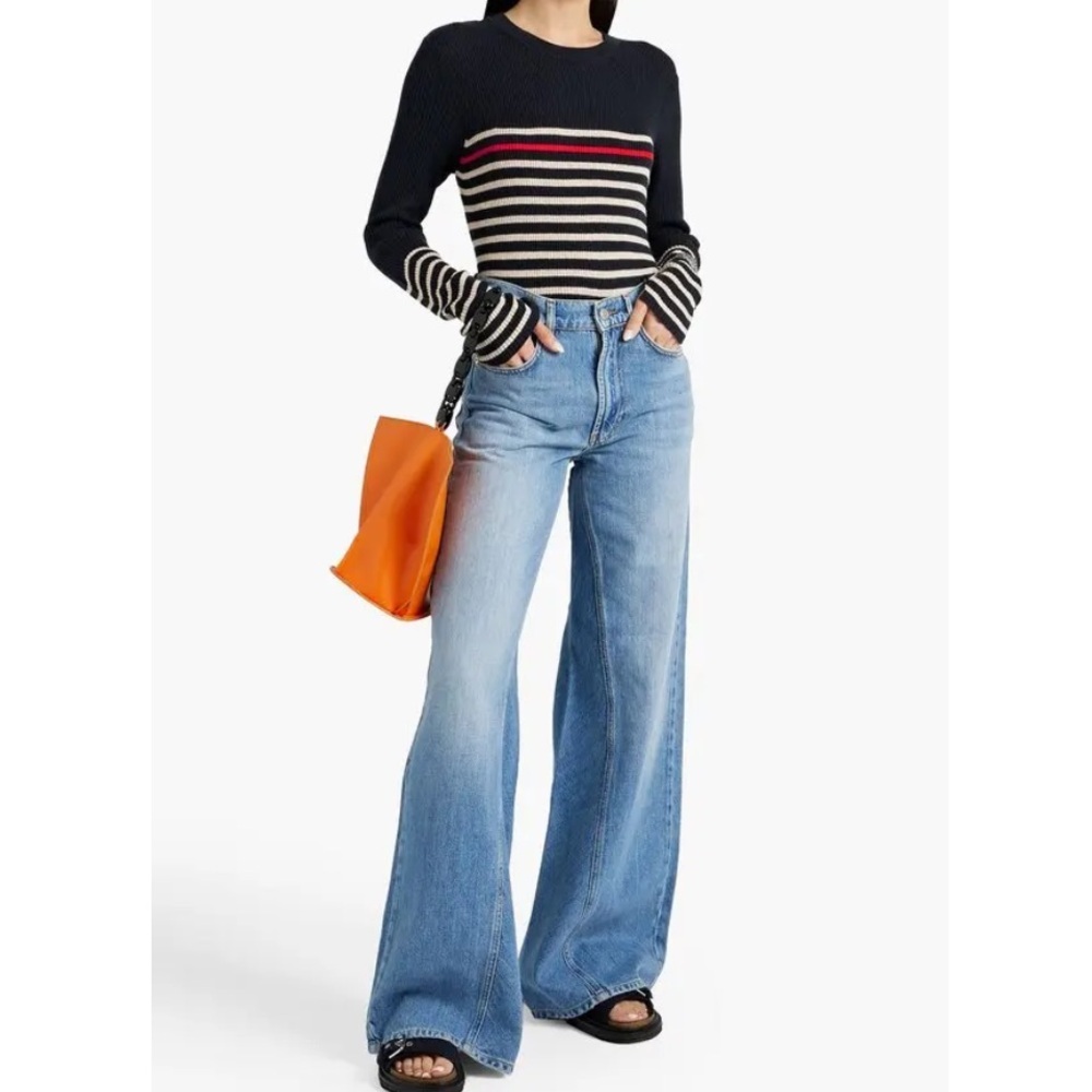 Rag & Bone Kate Striped Ribbed Cotton and Cashmere-blend Sweater Small